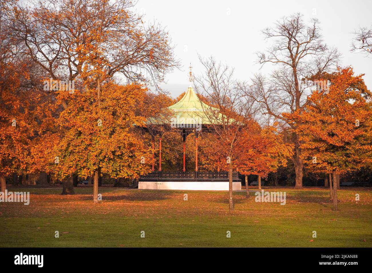Autumn scene with Greenwich Park bandstand in London Stock Photo