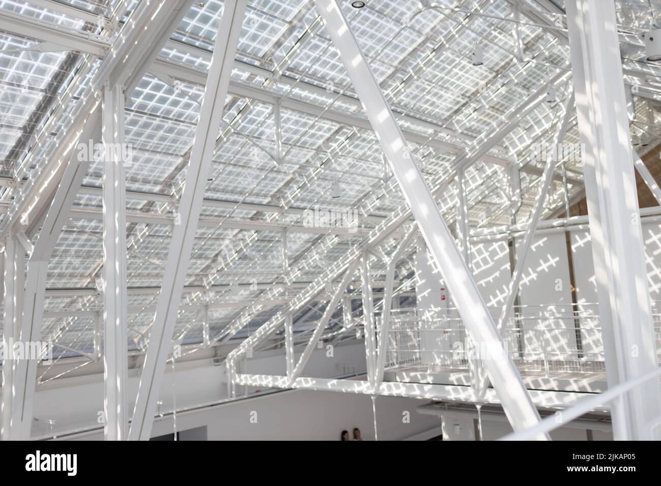 Interior Building Structures Modern white interior building with load-bearing beams and structures ...