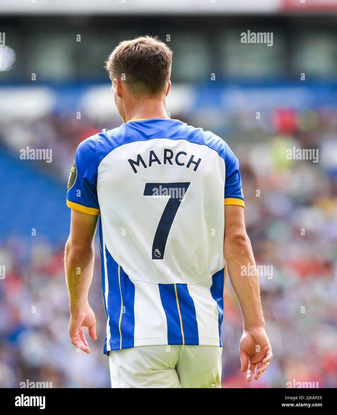 Solly March of Brighton during the Pre Season friendly match between Brighton and Hove Albion and Espanyol at  the American Express Community Stadium, Brighton, UK - 30th July 2022  Editorial use only. No merchandising. For Football images FA and Premier League restrictions apply inc. no internet/mobile usage without FAPL license - for details contact Football Dataco Stock Photo