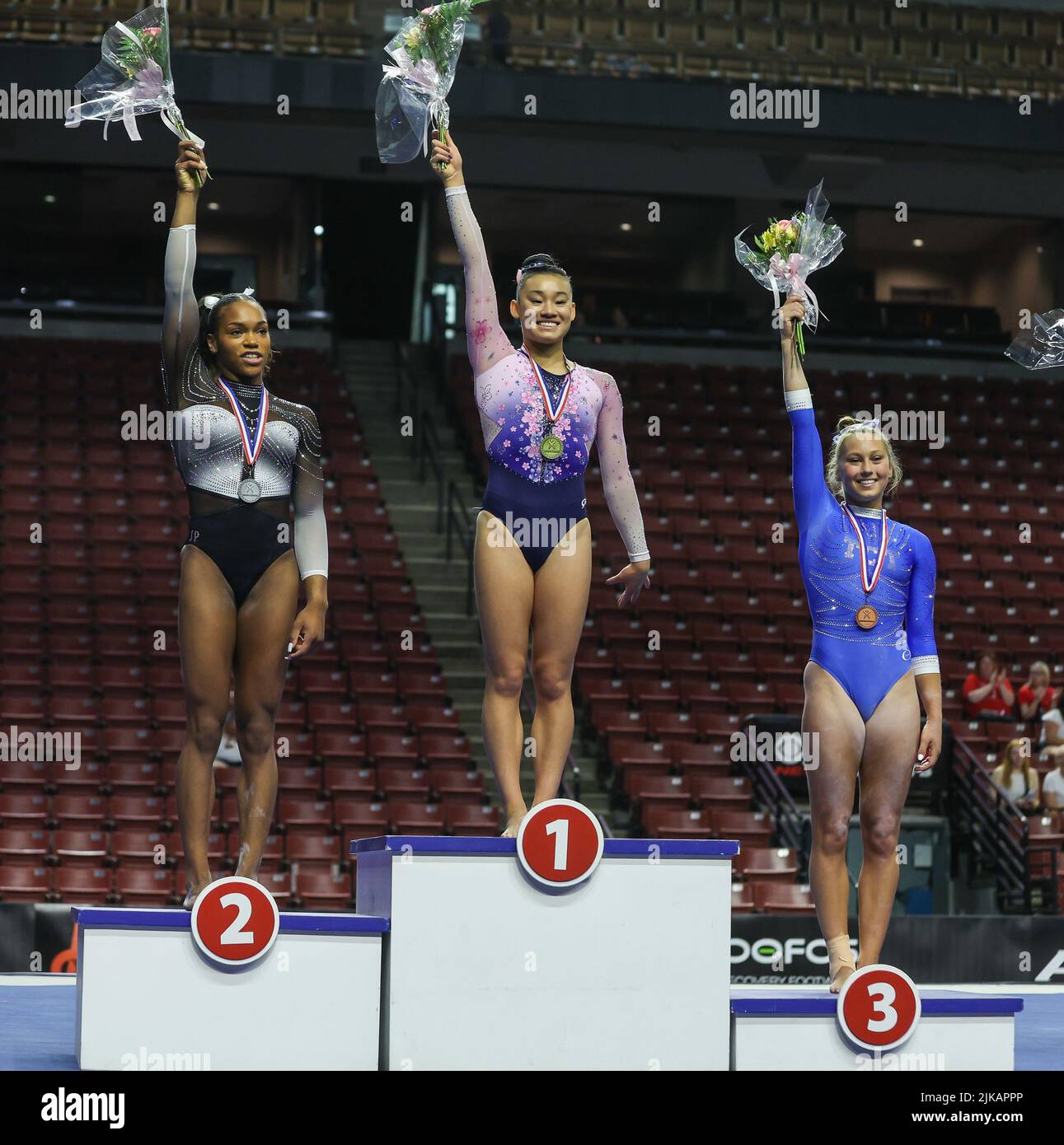 Katelyn Rosen July 29, 2022: The top 3 all-around finishers Leanne Wong, Shilese ...