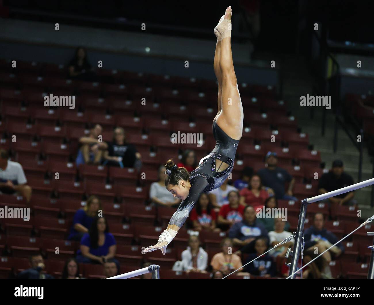 July 29, 2022 Izzy Stassi of Gym XTreme transitions between the