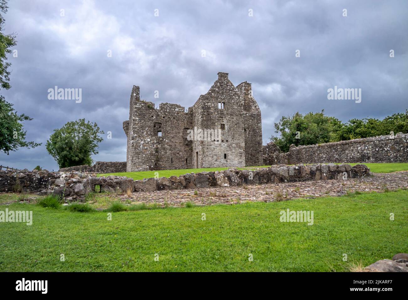 The beautiful Tully Castle by Enniskillen, County Fermanagh inNorthern Ireland. Stock Photo