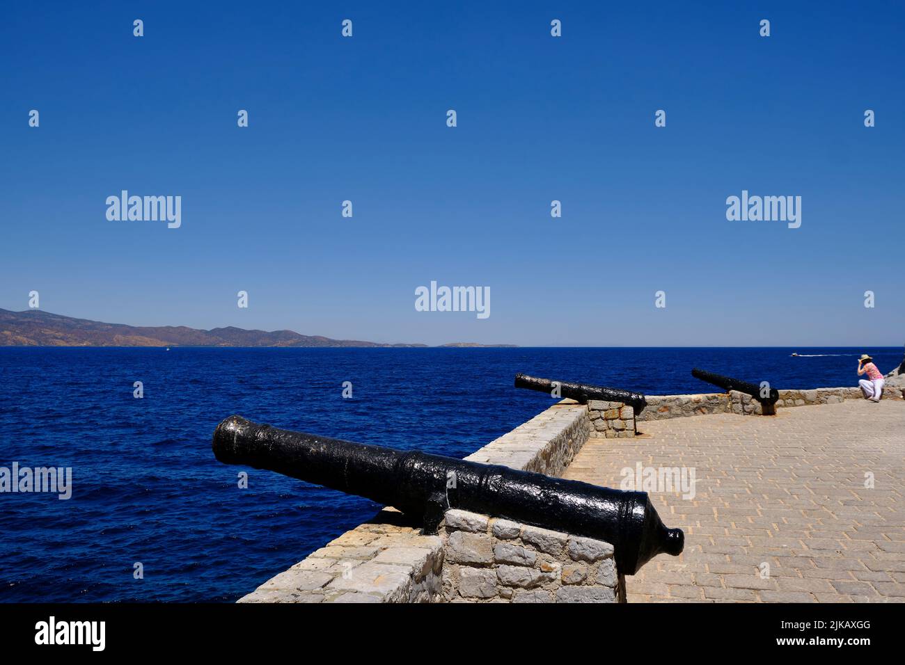 Cannons on the island of Hydra in Greece Stock Photo