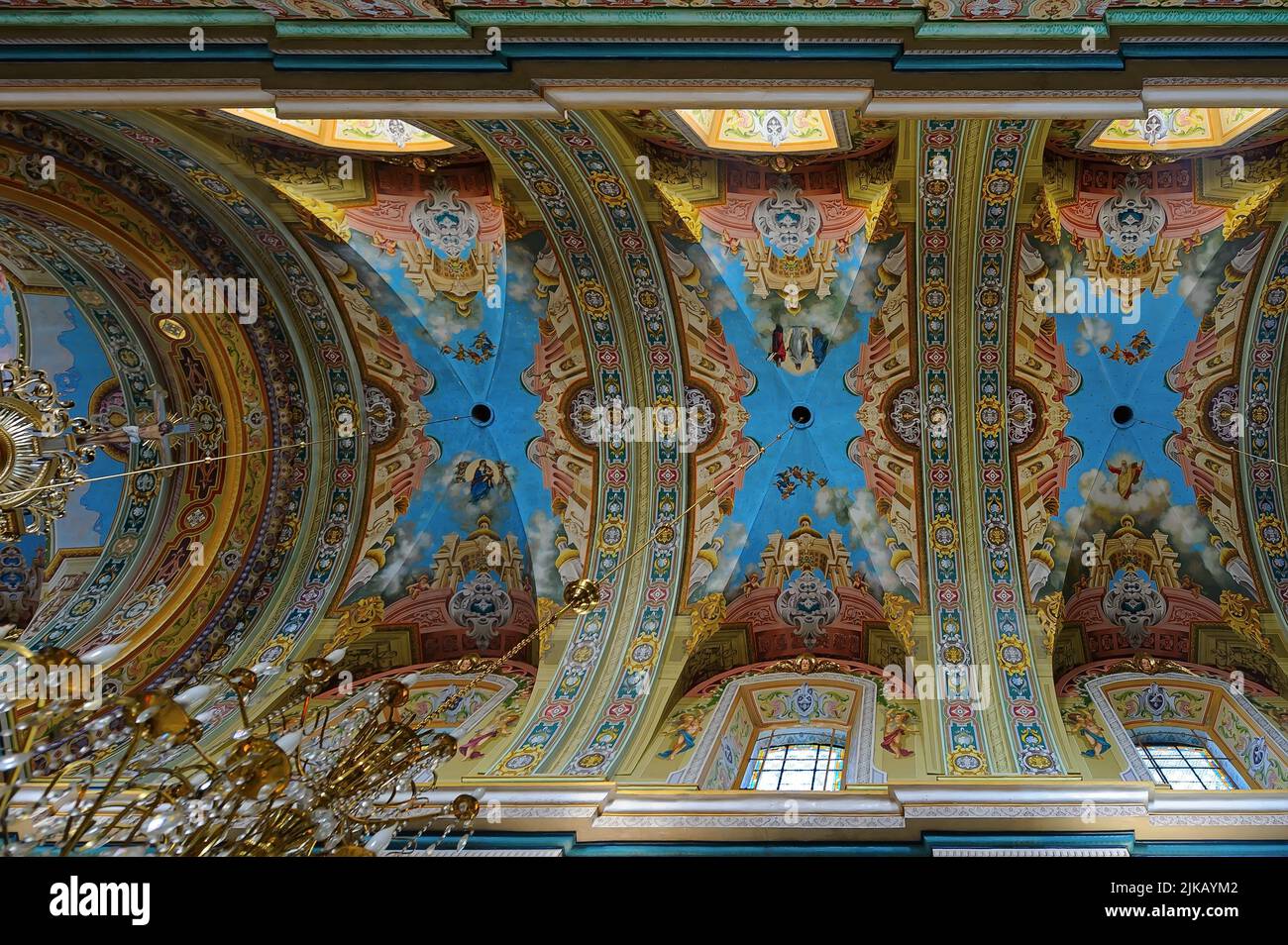 Ceiling of Cathedral of the Resurrection of Christ, aka Ivano-Frankivsk Jesuit Church in Ukraine Stock Photo