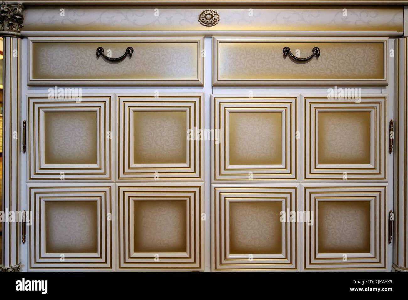 Front panel of chest of drawers Stock Photo
