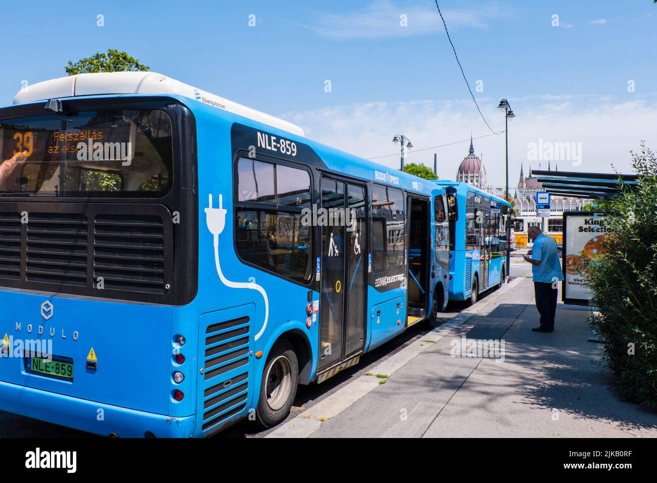 Buses, Batthyany ter, Buda, Budapest, Hungary Stock Photo