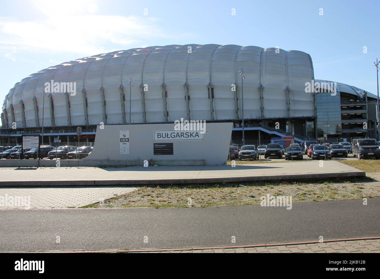 Poznań, Wielkopolska / Poland - 31th of July 2022: 'City Stadium in Poznan, home for Lech Poznań, Bułgarska Street' Stock Photo