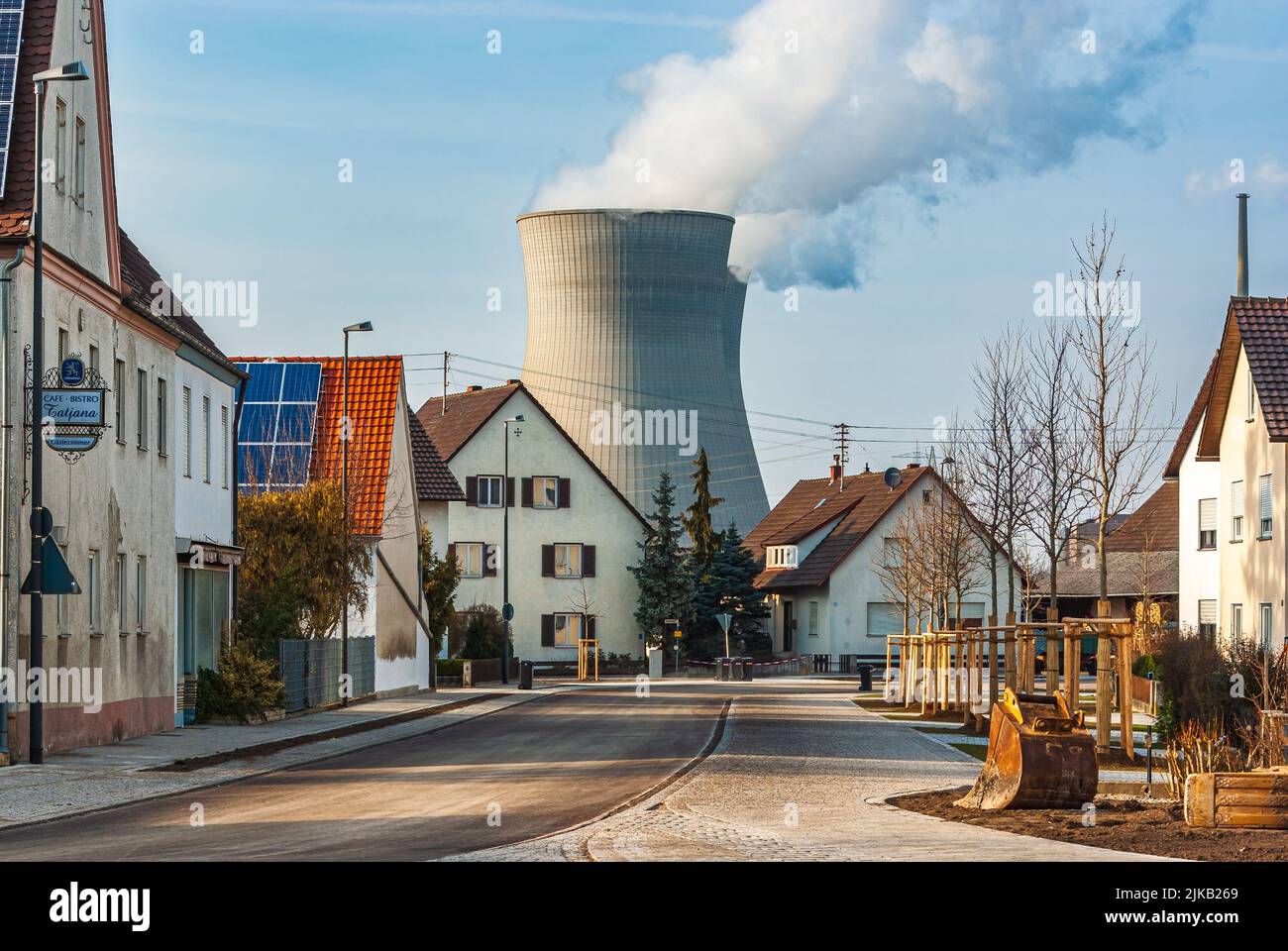 Gundremmingen, Bavaria, Germany - March 25, 2011: The village and nuclear power plant of Gundremmingen in the administrative district of Swabia. Stock Photo