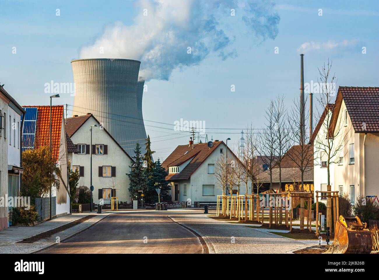 Gundremmingen, Bavaria, Germany - March 25, 2011: The village and nuclear power plant of Gundremmingen in the administrative district of Swabia. Stock Photo