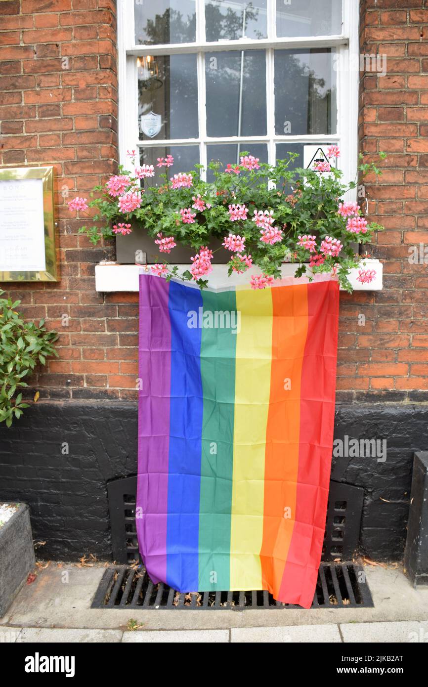Local businesses supporting Norwich Pride, July 2022, UK Stock Photo