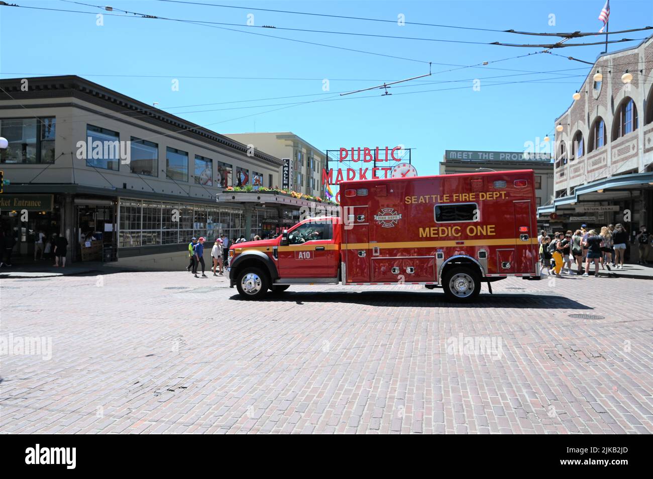 A Seattle fire department truck. Stock Photo