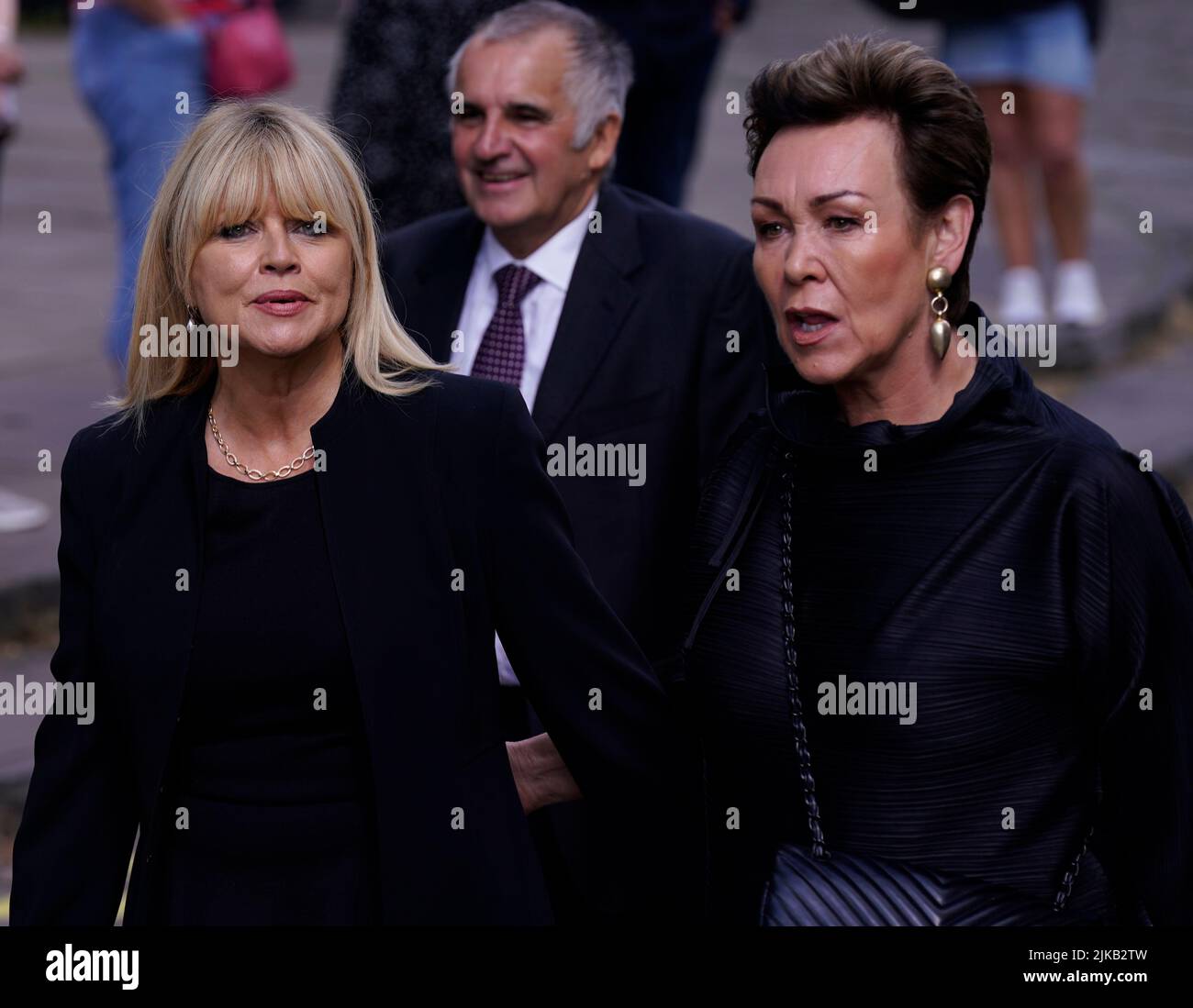 Journalists Christine Talbot (left) and Christa Ackroyd arrive at a service of thanksgiving for BBC presenter Harry Gration at York Minster in York. Picture date: Monday August 1, 2022. Stock Photo