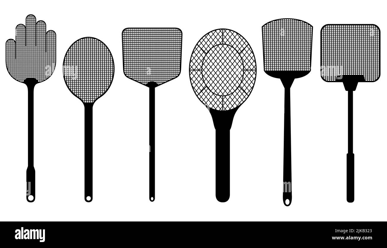 Set of different fly swatters isolated on white Stock Photo Alamy