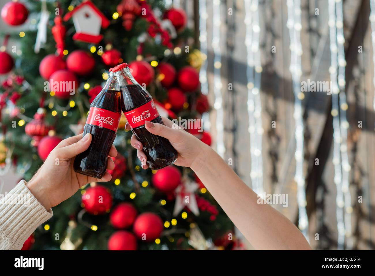 coca cola new year party beverage Stock Photo