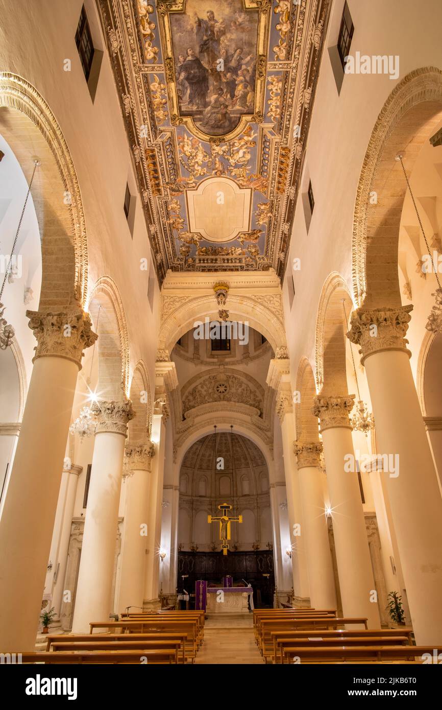 MONOPOLI, ITALY - MARCH 5, 2022: The nave of church Chiesa di san Domenico. Stock Photo