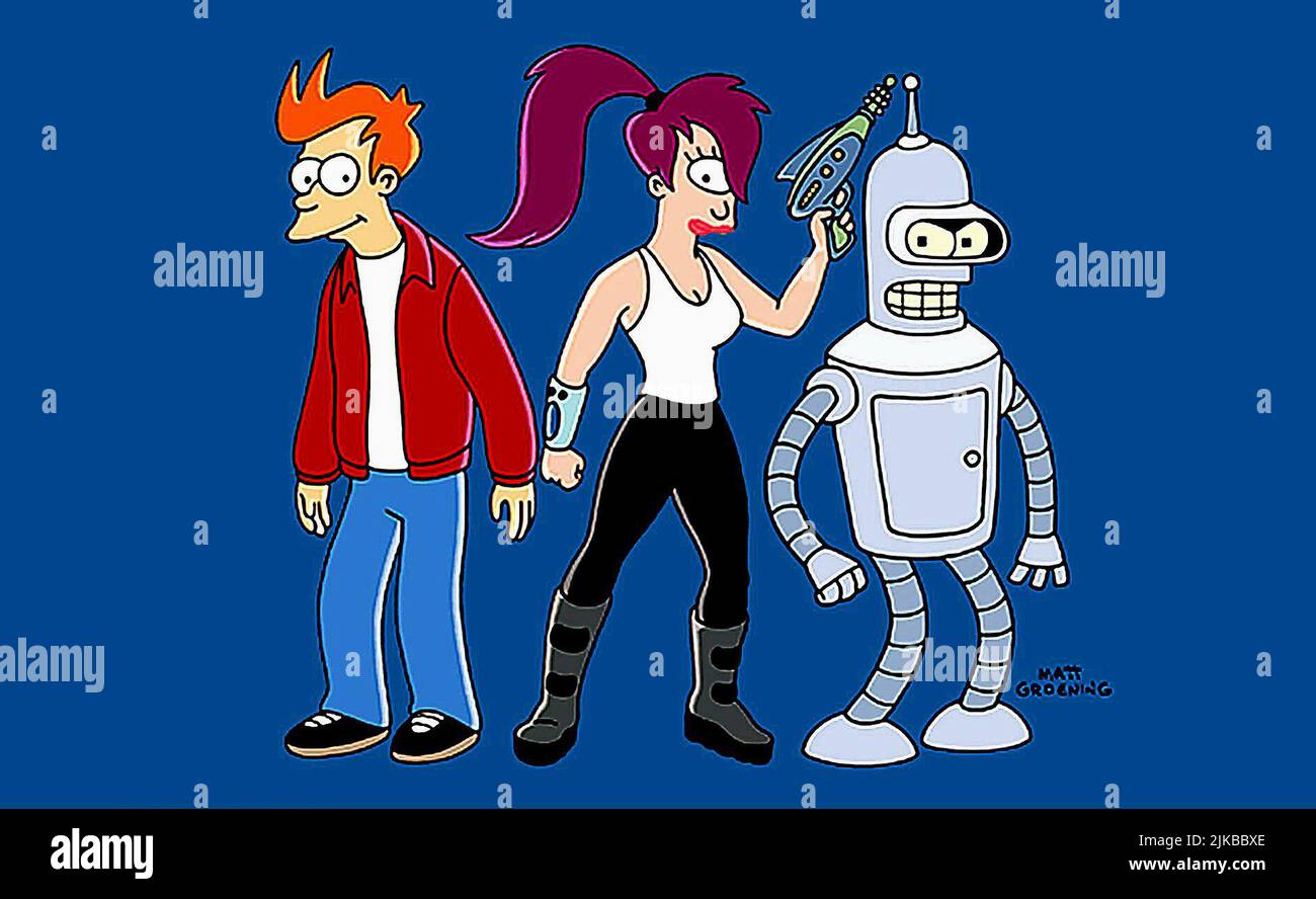 Philip J. Fry, Turanga Leela & Bender Bending Rodriguez Television: Futurama (TV Serie)   Usa 1999–2013, 28 March 1999   **WARNING** This Photograph is for editorial use only and is the copyright of 20TH CENTURY FOX TELEVISION and/or the Photographer assigned by the Film or Production Company and can only be reproduced by publications in conjunction with the promotion of the above Film. A Mandatory Credit To 20TH CENTURY FOX TELEVISION is required. The Photographer should also be credited when known. No commercial use can be granted without written authority from the Film Company. Stock Photo