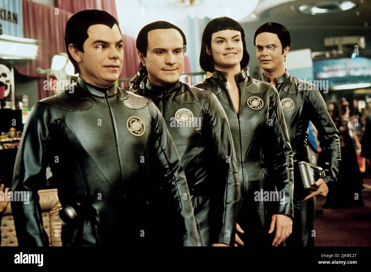 Jed Reese, Enrico Colantoni, Missi Pyle & Patrick Breen Film: Galaxy Quest (USA 1999) Characters: ,Mathesar,Laliari & Quellek  Director: Dean Parisot 23 December 1999   **WARNING** This Photograph is for editorial use only and is the copyright of DREAMWORKS SKG and/or the Photographer assigned by the Film or Production Company and can only be reproduced by publications in conjunction with the promotion of the above Film. A Mandatory Credit To DREAMWORKS SKG is required. The Photographer should also be credited when known. No commercial use can be granted without written authority from the Film Stock Photo