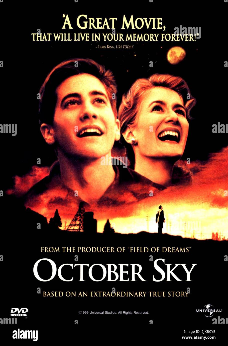 Jake Gyllenhaal & Laura Dern Poster Film: October Sky (1999) Characters: Homer Hickam, Miss Riley  Director: Joe Johnston 19 February 1999   **WARNING** This Photograph is for editorial use only and is the copyright of UNIVERSAL and/or the Photographer assigned by the Film or Production Company and can only be reproduced by publications in conjunction with the promotion of the above Film. A Mandatory Credit To UNIVERSAL is required. The Photographer should also be credited when known. No commercial use can be granted without written authority from the Film Company. Stock Photo