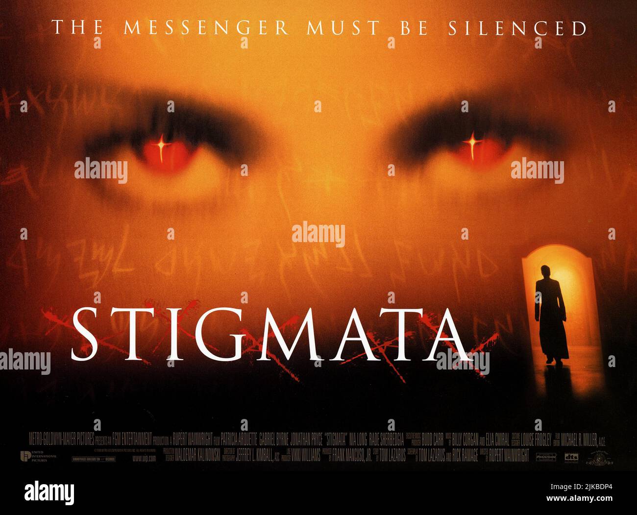 Film Poster Television: Stigmata (1999)   Director: Rupert Wainwright 10 September 1999   **WARNING** This Photograph is for editorial use only and is the copyright of METRO-GOLDWYN-MAYER and/or the Photographer assigned by the Film or Production Company and can only be reproduced by publications in conjunction with the promotion of the above Film. A Mandatory Credit To METRO-GOLDWYN-MAYER is required. The Photographer should also be credited when known. No commercial use can be granted without written authority from the Film Company. Stock Photo