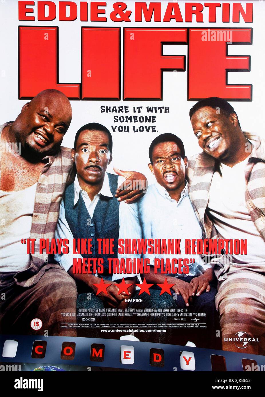 Eddie Murphy & Martin Lawrence Poster Film: Life (1999) Characters: Rayford Gibson &  Director: Ted Demme 13 April 1999   **WARNING** This Photograph is for editorial use only and is the copyright of UNIVERSAL and/or the Photographer assigned by the Film or Production Company and can only be reproduced by publications in conjunction with the promotion of the above Film. A Mandatory Credit To UNIVERSAL is required. The Photographer should also be credited when known. No commercial use can be granted without written authority from the Film Company. Stock Photo