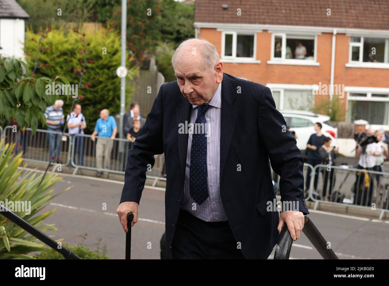 Former SDLP MP Dr Joe Hendron, arrives for the funeral of former