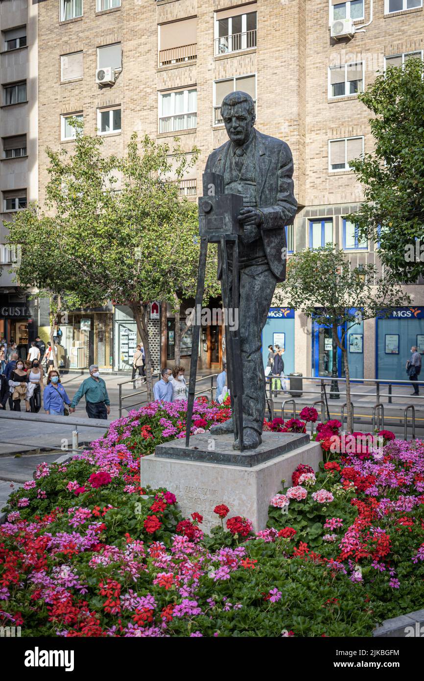 ZARAGOZA, SPAIN-MAY 15, 2021: Statue of Eduardo Jimeno Correas Stock Photo