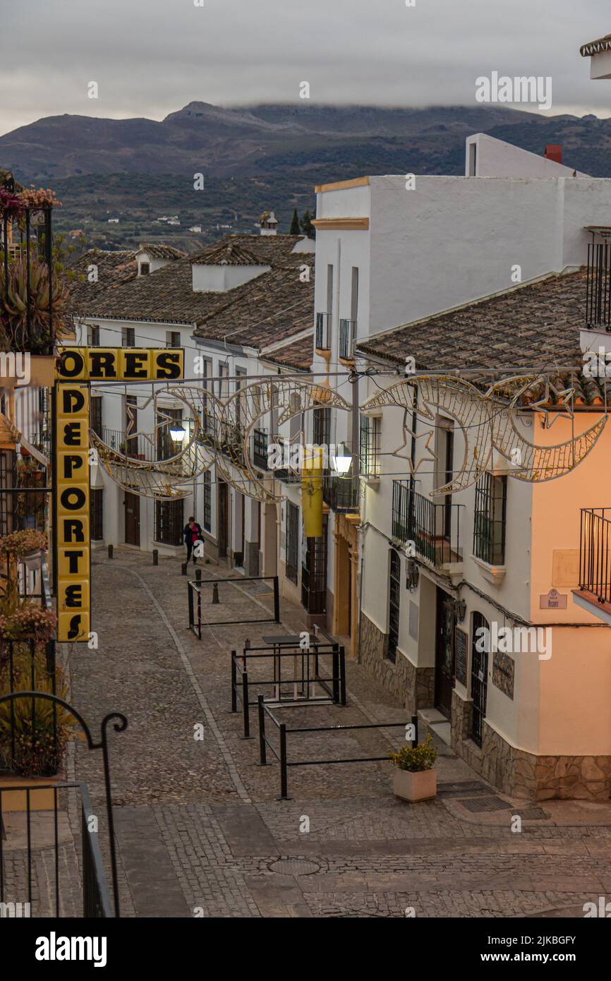 RONDA, SPAIN-DECEMBER 28, 2021: Streets of Ronda, Spain in the early morning Stock Photo