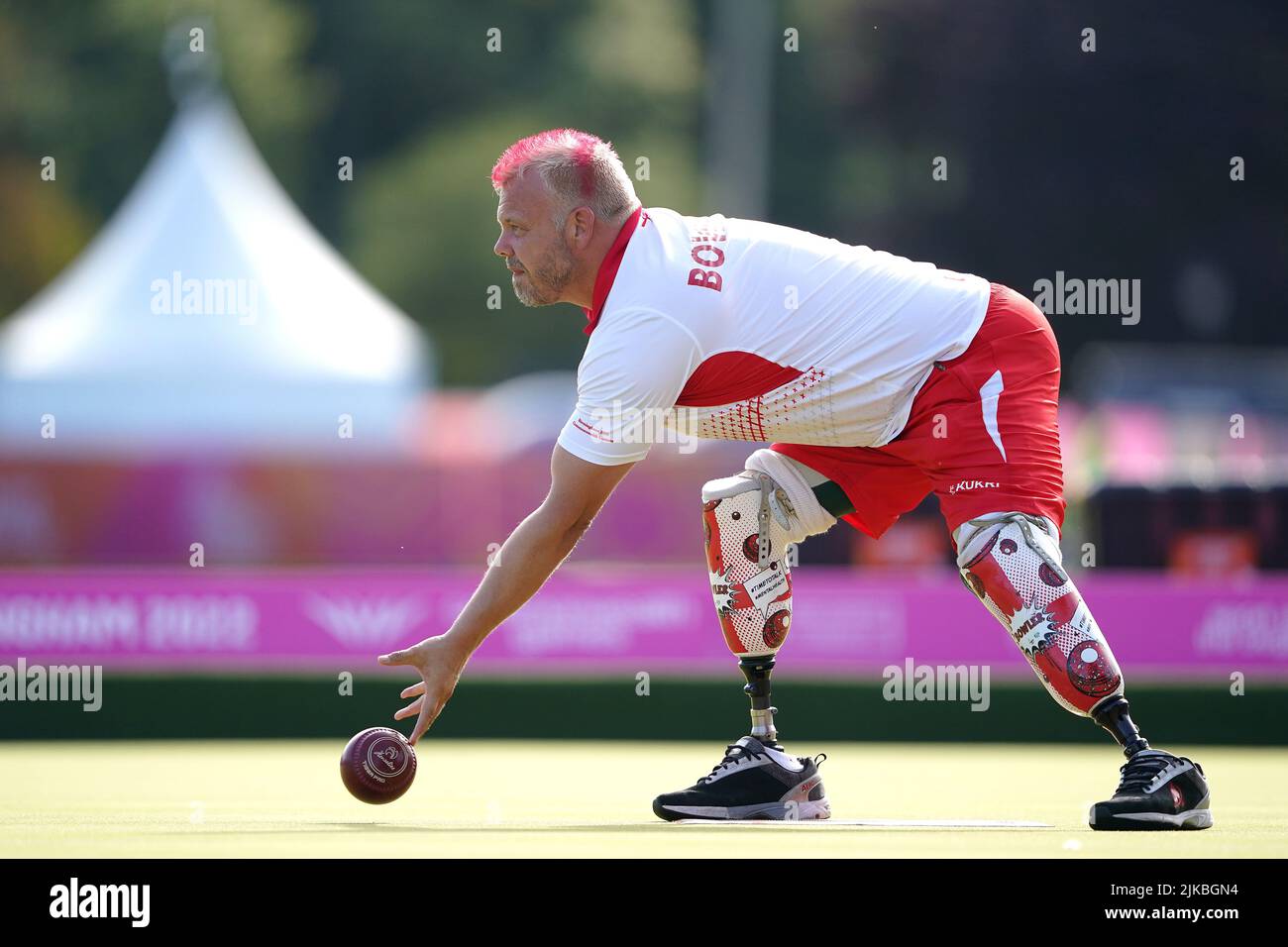 England's Craig Bowler in action during the para men's pairs semifinal