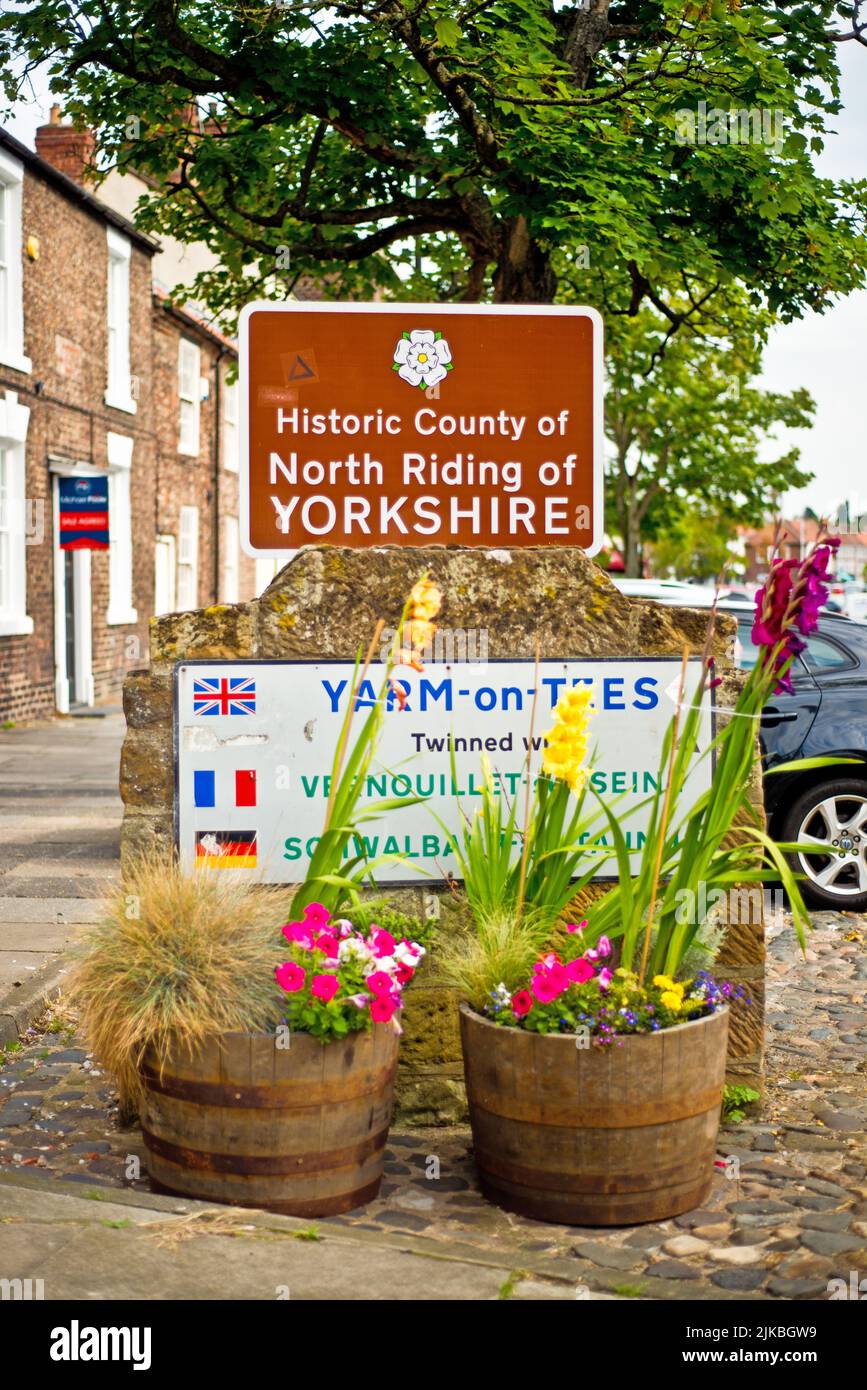 East Riding Yorkshire sign, Yarm on Tees, England Stock Photo