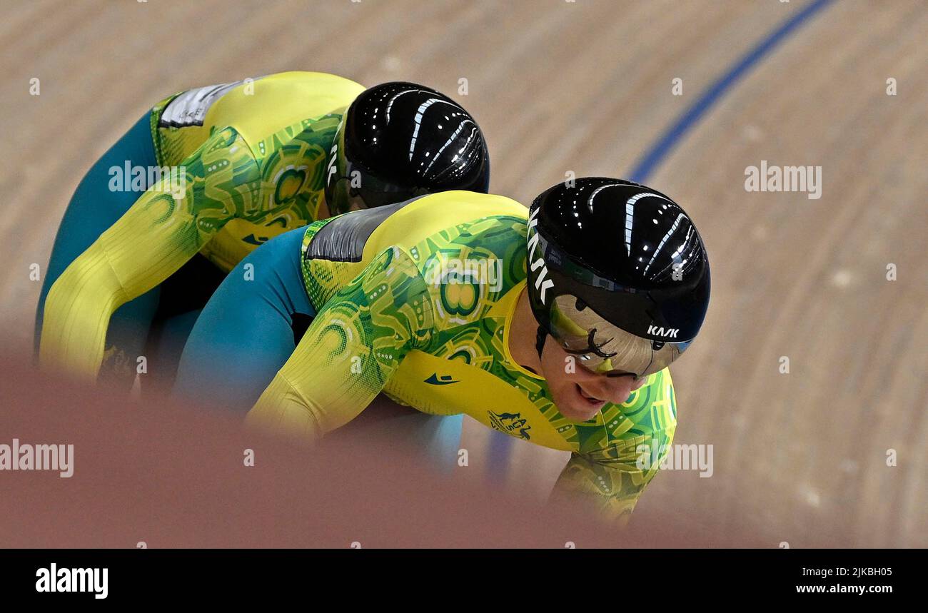 Stratford, United Kingdom. 31st July, 2022. Commonwealth Games Track Cycling. Olympic Velodrome