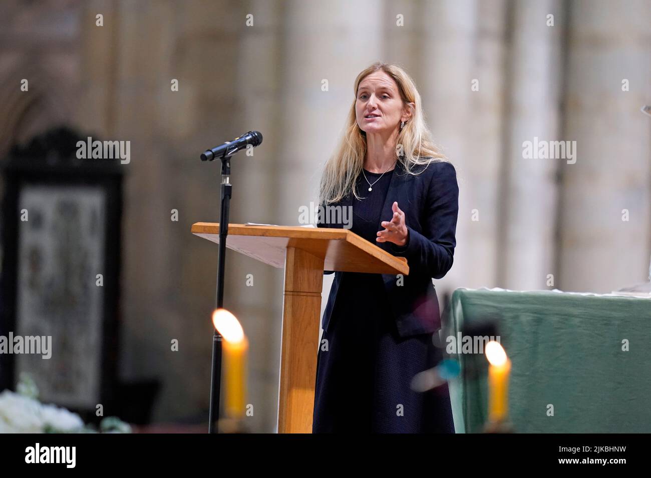 Labour MP for Batley and Spen, Kim Leadbeater speaks at a service of thanksgiving for BBC presenter Harry Gration at York Minster in York. Picture date: Monday August 1, 2022. Stock Photo