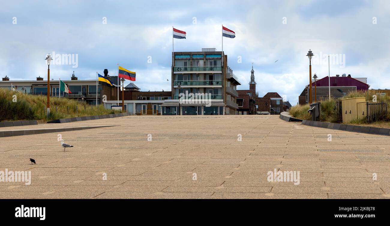 Seafront of Katwijk with Hotel Noordzee, Boulevard Zeezijde, South Holland, The Netherlands. Stock Photo