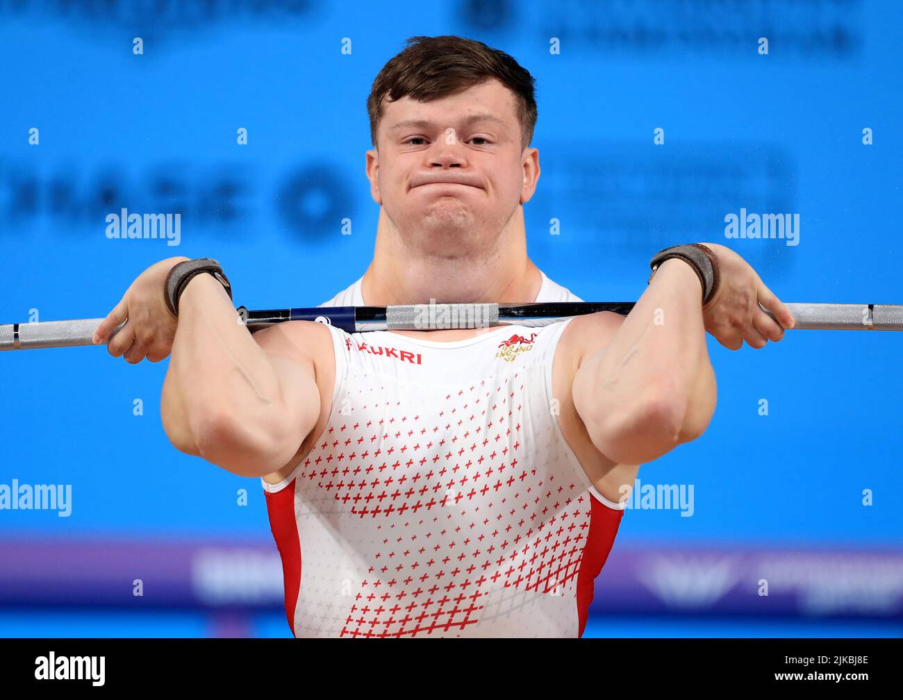 England’s Chris Murray in action during the Men’s 81kg Weightlifting