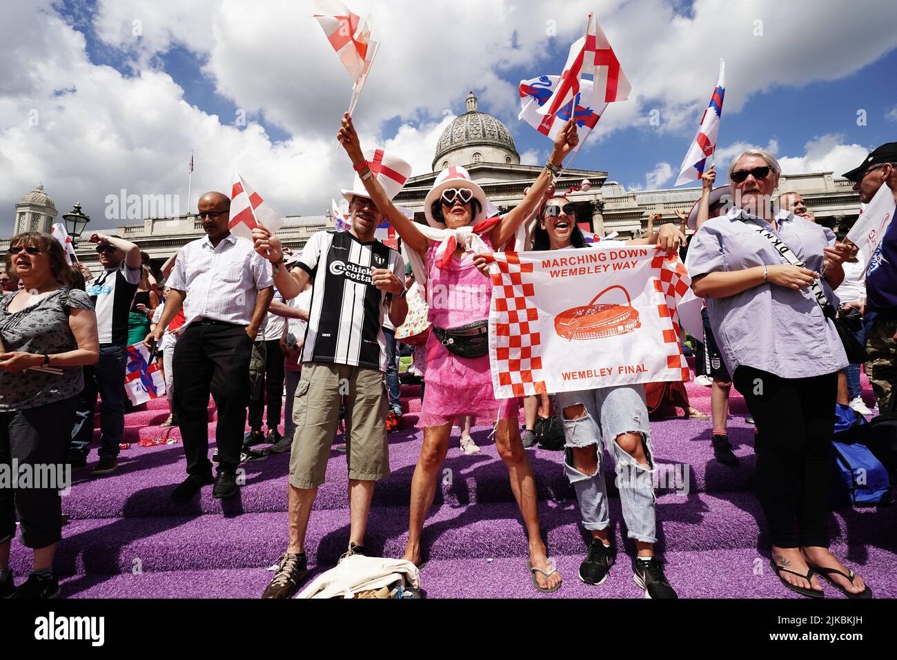 England's xxxxx during a fan celebration to commemorate England's historic UEFA Women's EURO 2022 triumph in Trafalgar Square, London. Picture date: Monday August 1, 2022. Stock Photo