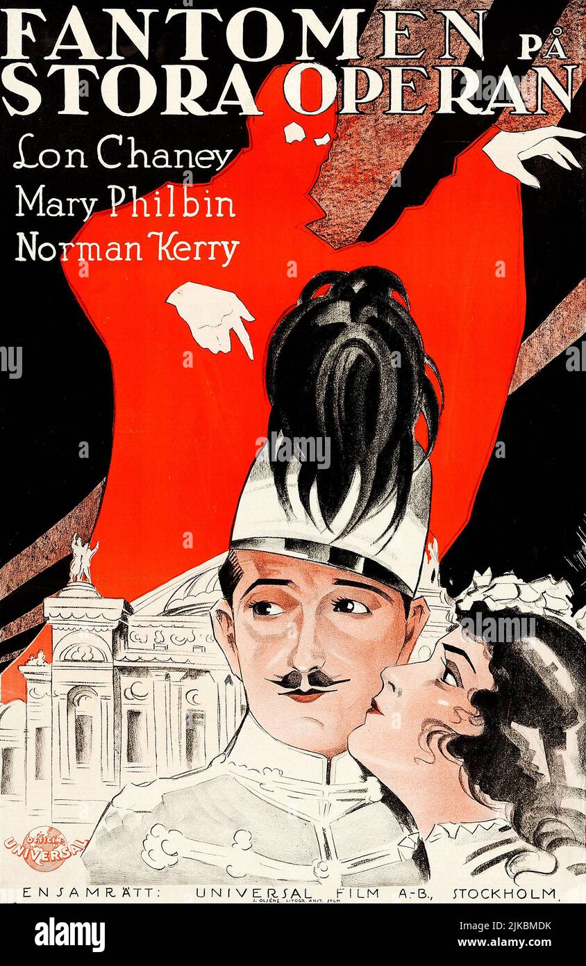 Fantomen på Stora Operan - The Phantom of the Opera (Universal, 1925). Old Swedish movie poster feat Lon Chaney, Mary Philbin, Norman Kerry. Stock Photo