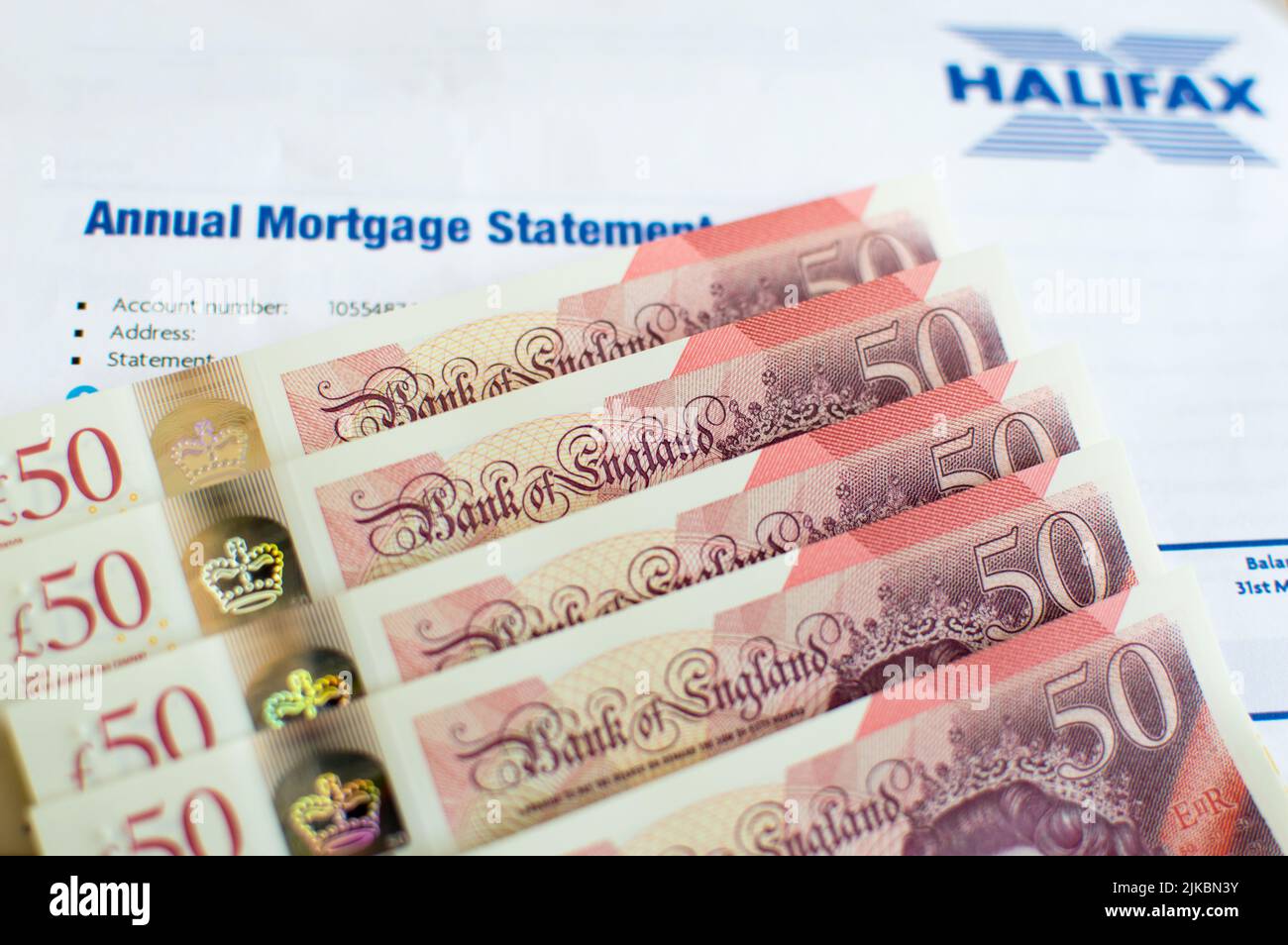 Currency cash and Mortgage statement Stock Photo