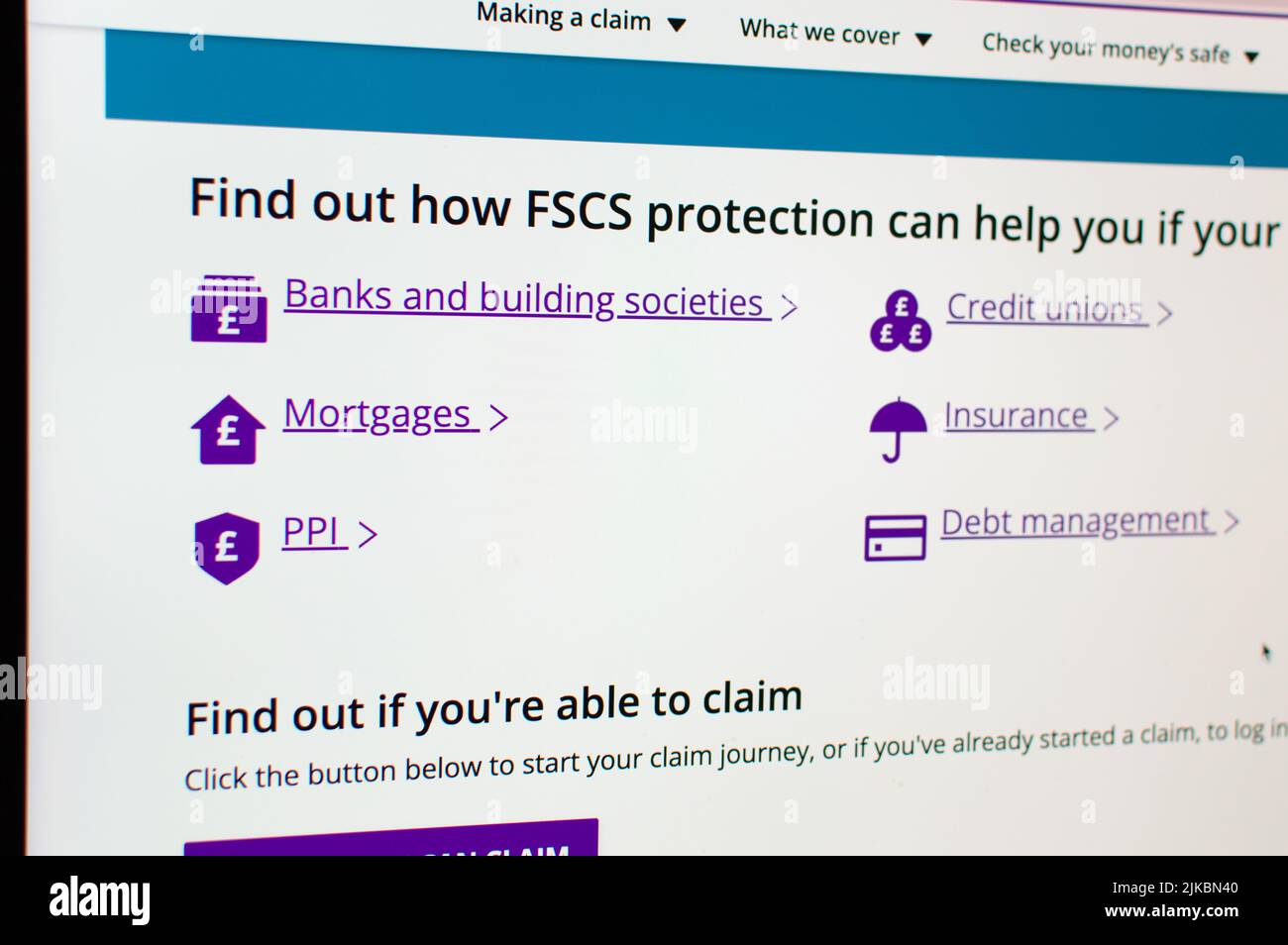 FSCS list of protections provided Stock Photo