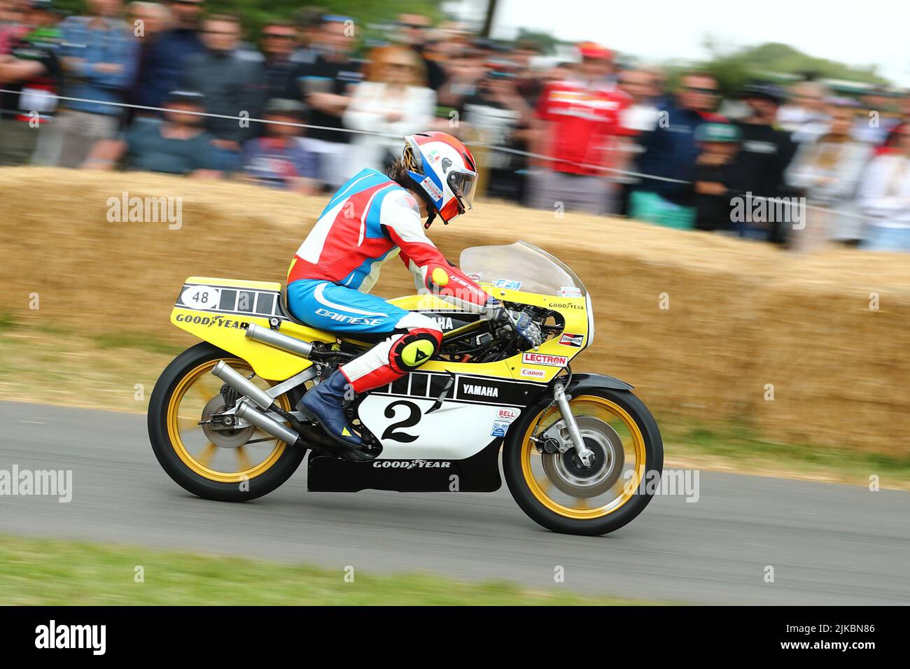 A Yamaha motorbike racing at Festival of Speed 2022, Goodwood, Sussex, UK Stock Photo