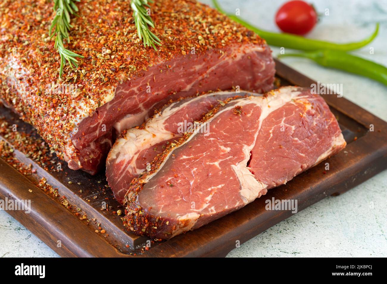 Special entrecote. Beef entrecote specially prepared with spices on a