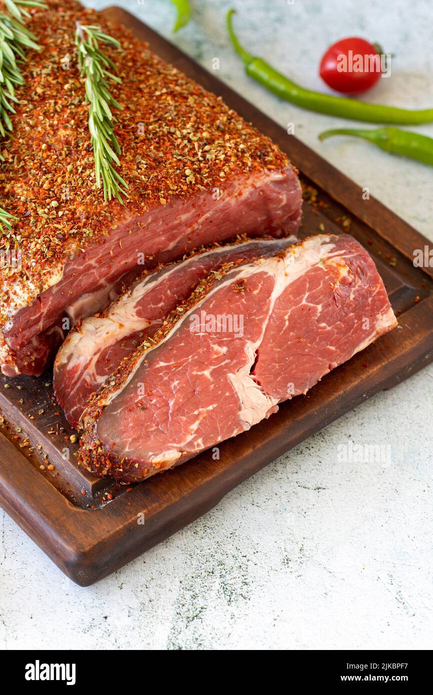 Special entrecote. Beef entrecote specially prepared with spices on a