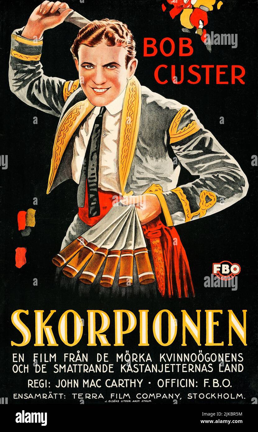 Skorpionen - Border Whirlwind (FBO, 1926). Swedish film poster feat Bob Custer. Stock Photo
