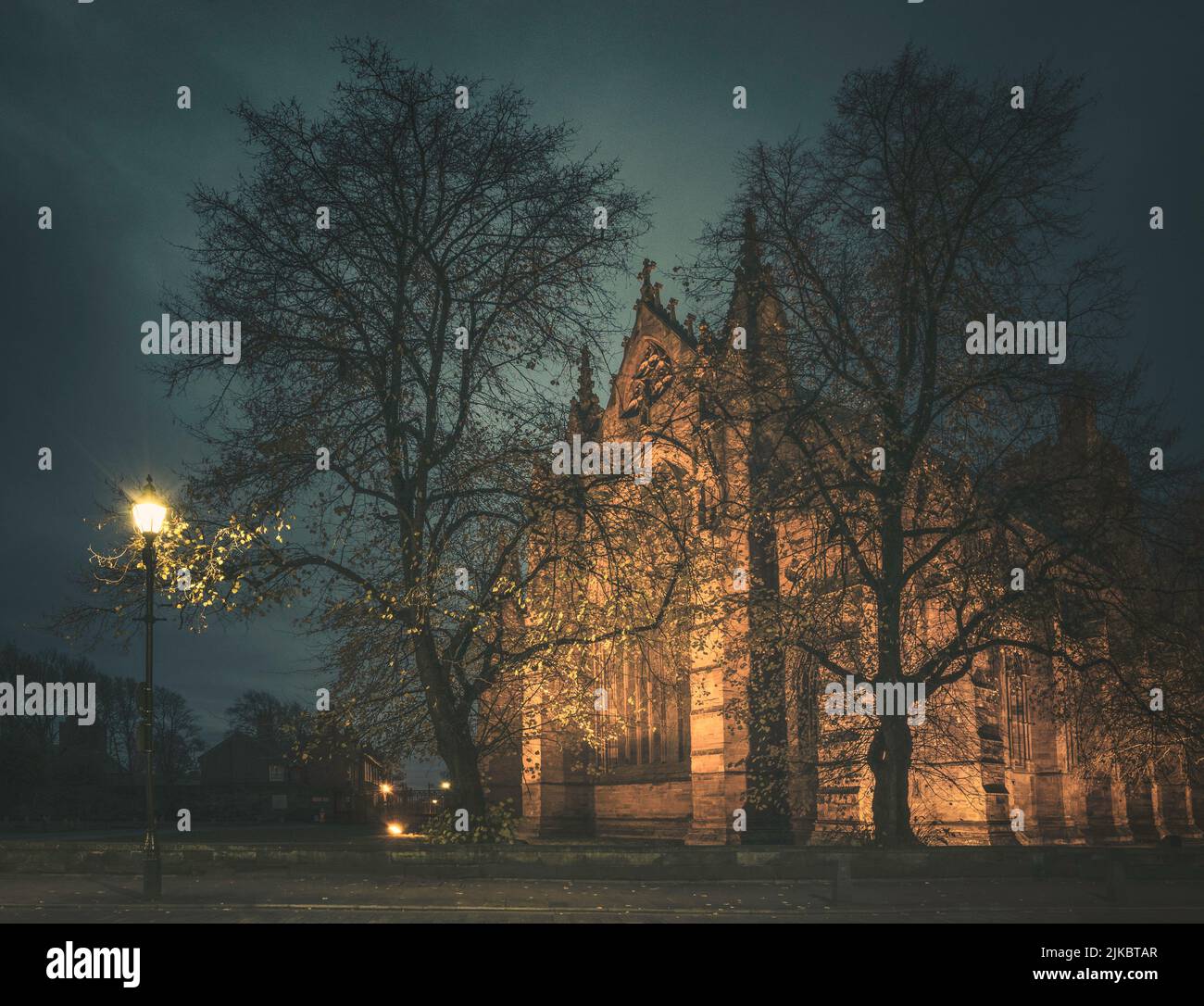 The gothic architecture of Carlisle Cathedral East Window seen from