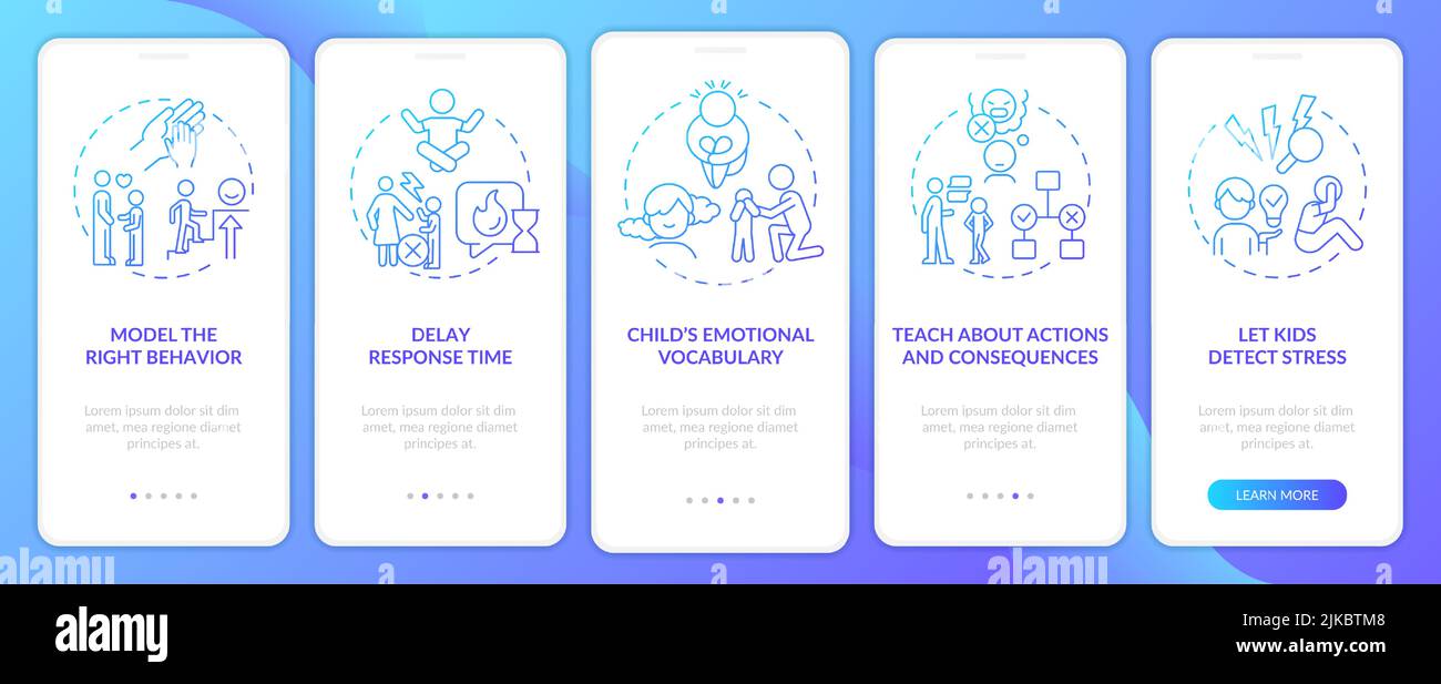 Emotional regulation in child blue gradient onboarding mobile app ...