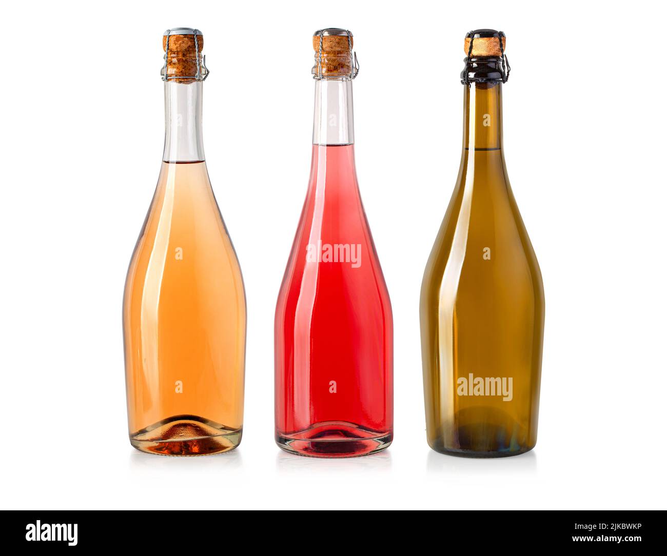 Sparkling  wine bottles, champagne bottle isolated on white background Stock Photo