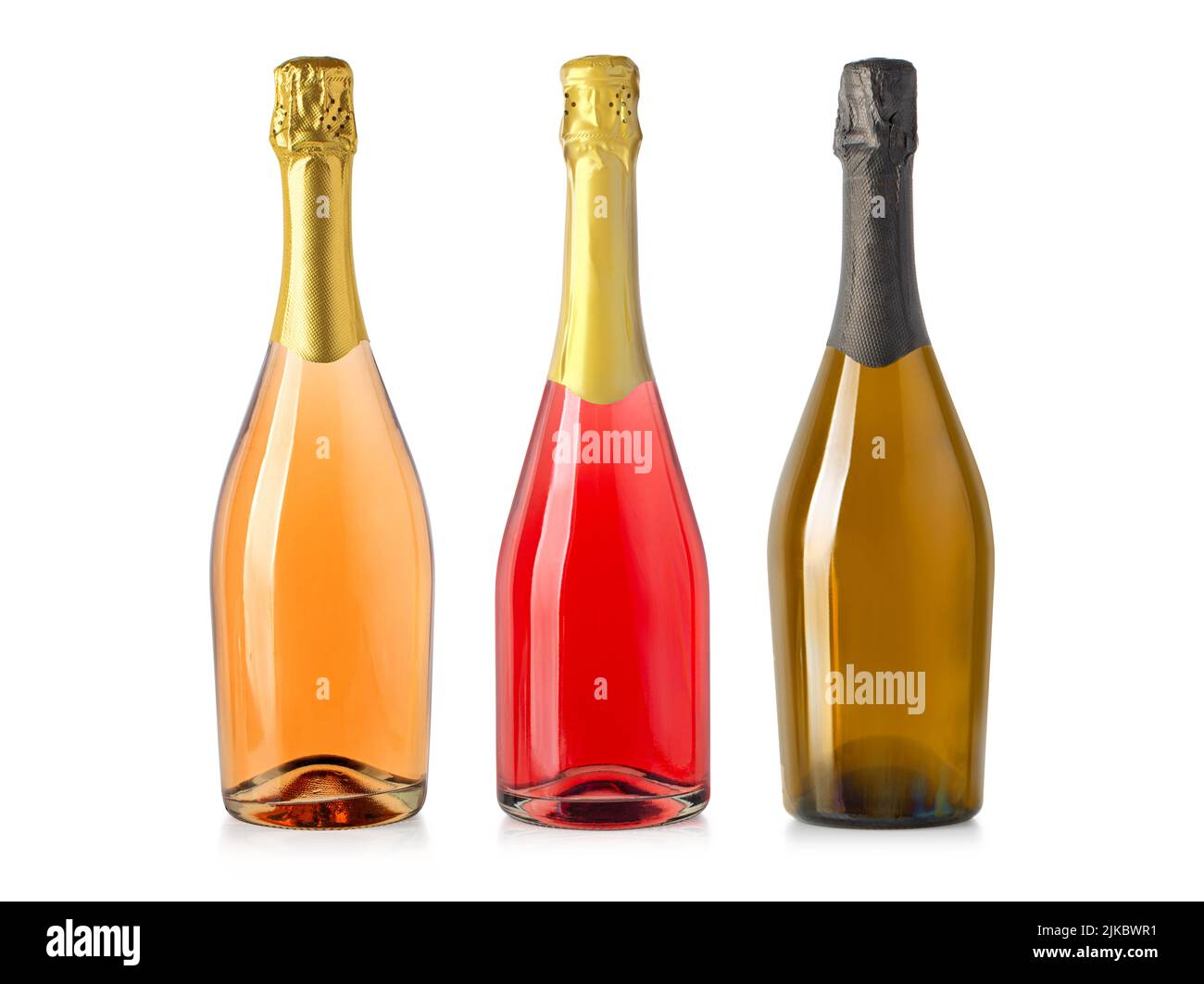Sparkling  wine bottles, champagne bottle isolated on white background Stock Photo