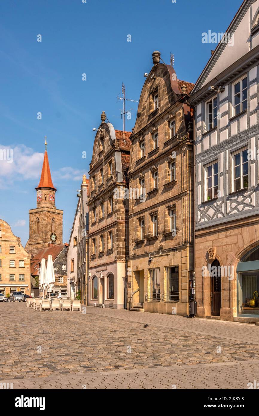 A vertical shot of the buildings of Nuremberg in Bavaria, Germany Stock Photo
