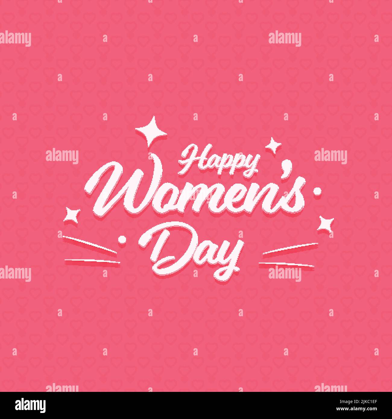 Happy Women's Day Font With Stars On Pink Hearts Pattern Background. Stock Vector