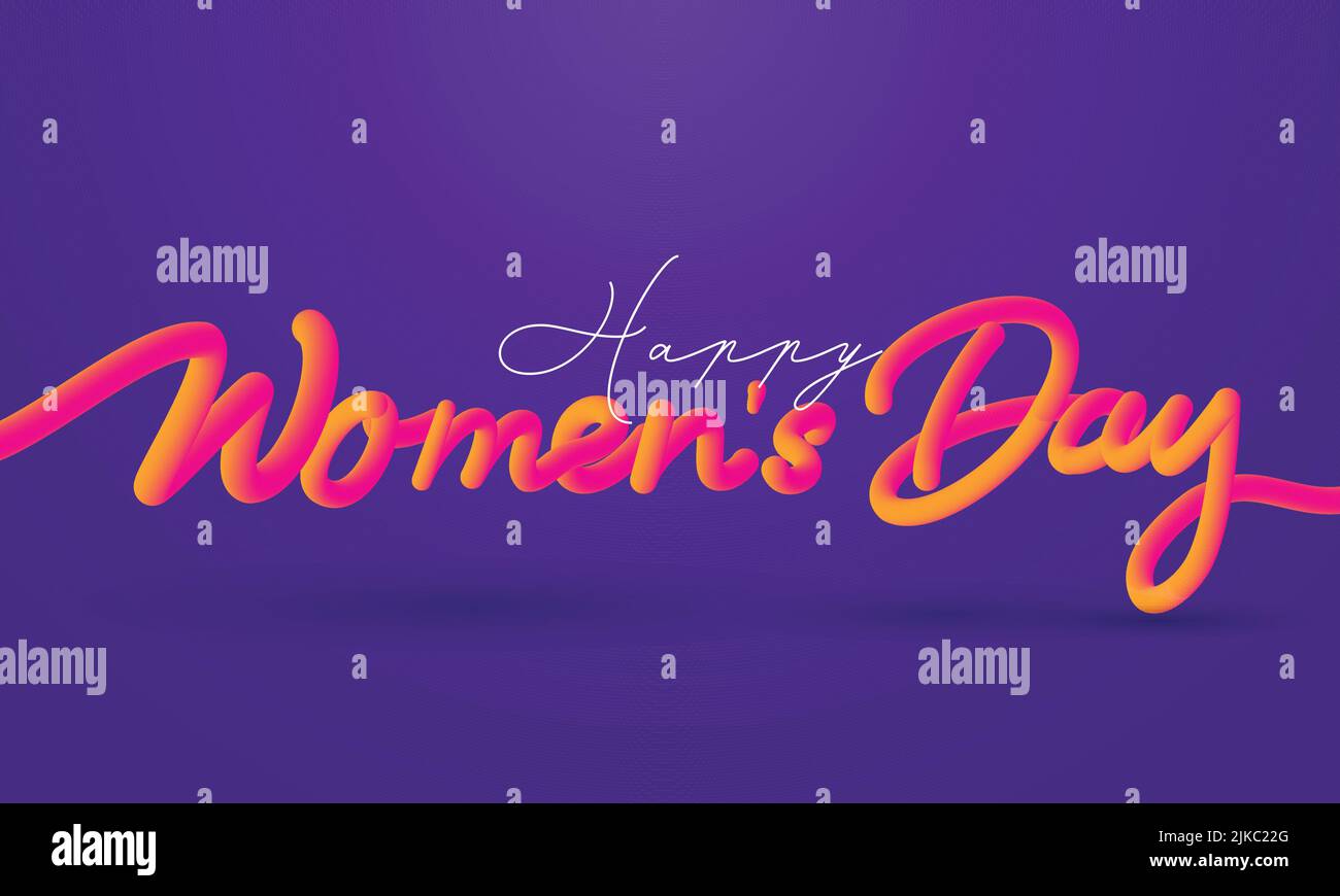 Gradient 3d Blend Women's Day Font On Purple Background. Stock Vector