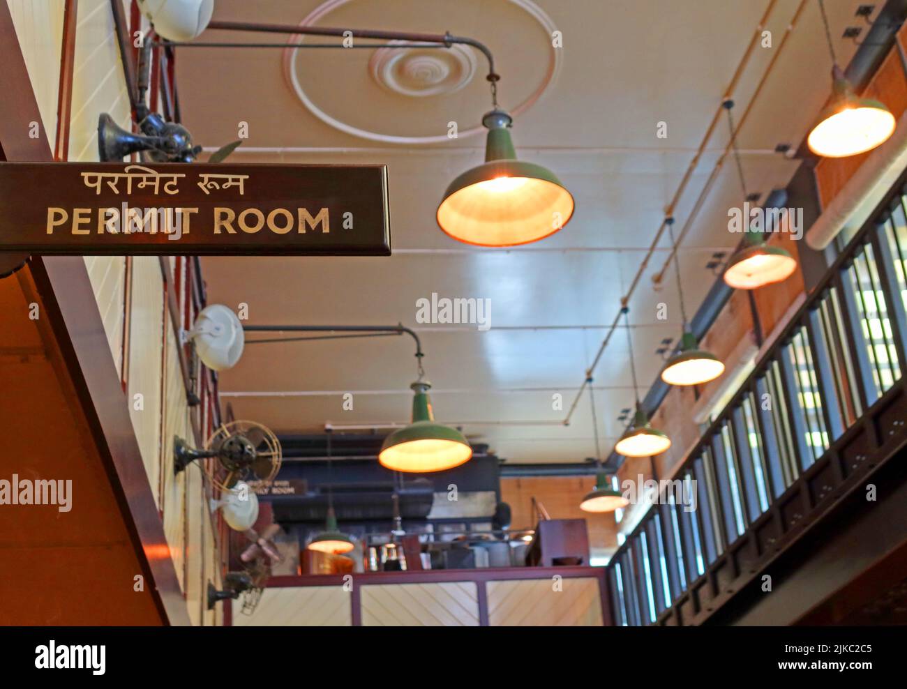 Interior of Dishoom Indian restaurant - Eating Area Permit Room, Kings Cross, Coal Drops Yard, London, England, UK Stock Photo