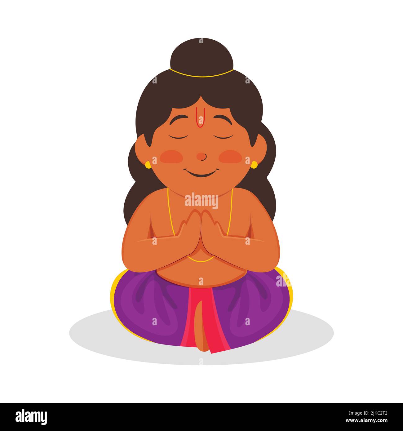 Illustration Of Sadhu Boy Or Prahlad Doing Prayer With Closed Eyes In Sitting Pose. Stock Vector